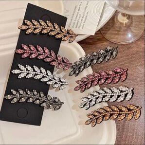 小麦穂ヘアクリップ サイドバングクリップ 女性用 後頭部の折れた髪用ヘアクリップ8個セット