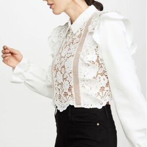 self−portrait レースフリルボウタイシャツ