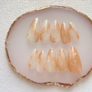 【ニュアンス】 ミラー シアーネイル オレンジベージュ系