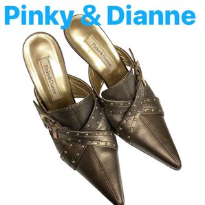 Pinky&Dianne ミュール ピンヒール 日本製 ベルトデザイン ポインテッドトゥ ヒール
