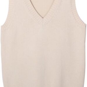 ニットベスト ベスト Vネック ベージュ