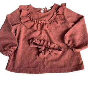 SHEIN トップス キッズ 92cm ブラウン ヘアバンド付き①