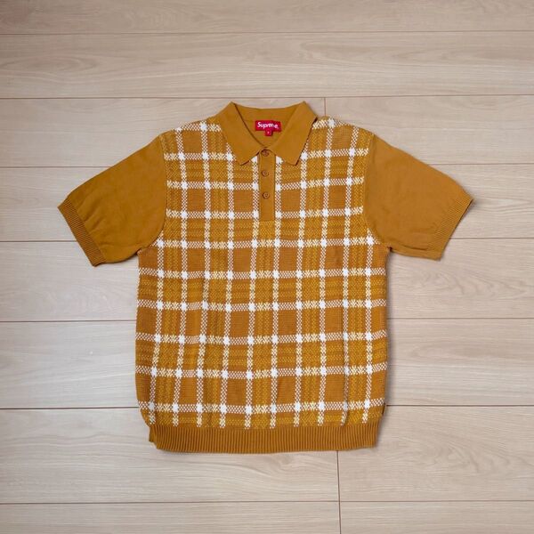 極美品 Supreme Plaid Knit S/S Polo 18SS シュプリーム ポロ 半袖シャツ
