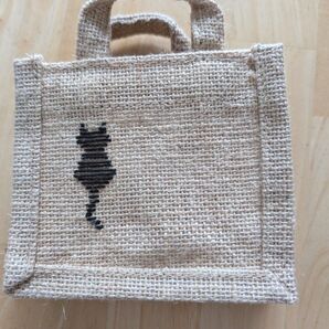 無印良品 ミニジュート ハンドメイド/猫&肉球/こぎん刺し