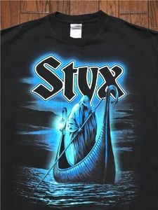 スティクス ＳＴＹＸ 両面プリント Ｔシャツ Ｌ 黒 ブラック プログレ ハード ロック バンド 三途の川