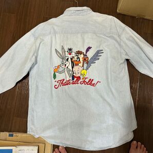 90’sワーナーブラザーズ 刺繍デニムシャツ