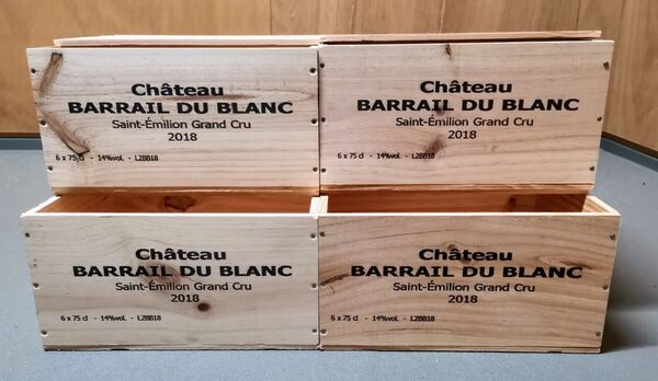 フランスボルドーワイン木箱4、2018'シャトーバレイユデュブラン 6入ヴィンテージウッドケース 美品 レア品