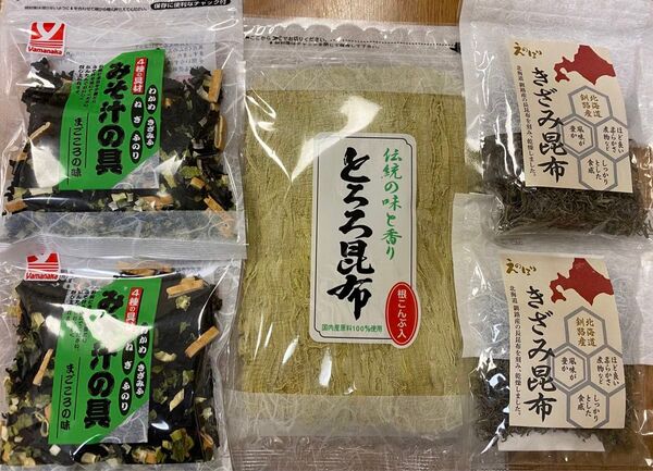 えのほり 北海道きざみ昆布&ヤマナカフーズみそ汁の具&とろろ昆布