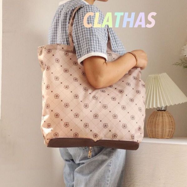 新品 クレイサス コンパクト 折り畳み エコバック トートバッグ CLATHAS ベージュ カメリア カメリヤ ショッピングバッグ