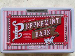 Williams Sonoma Williams sonoma peppermint Burke peppermint bark chocolate can 22.5. empty can Christmas manner thing poetry 