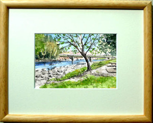 Art hand Auction Nr. 7212 Arashiyama, Tsukigawa-Brücke / Chihiro Tanaka (Vier Jahreszeiten-Aquarell) / Kommt mit einem Geschenk, Malerei, Aquarell, Natur, Landschaftsmalerei