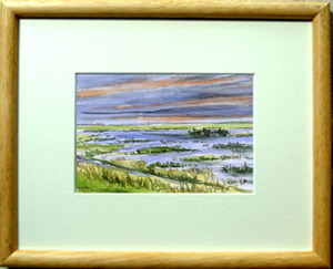 Art hand Auction No. 6623 Dark Lake Hanka (Russia) / Painted by Chihiro Tanaka (four seasons watercolor) / Comes with a gift, painting, watercolor, Nature, Landscape painting