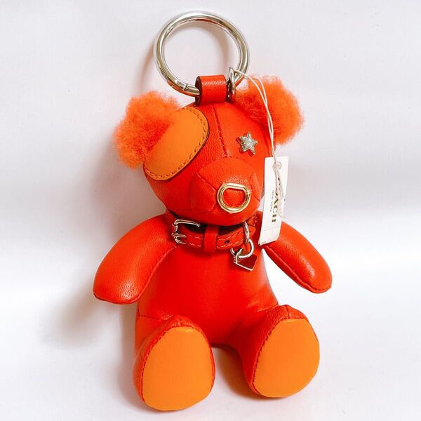 【希少限定】COACH レザー テディベア バッグチャーム キーホルダー