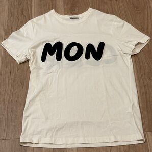 モンクレール MONCLER パイルビッグロゴワッペン カラーホワイトネイビー 素材コットン100%