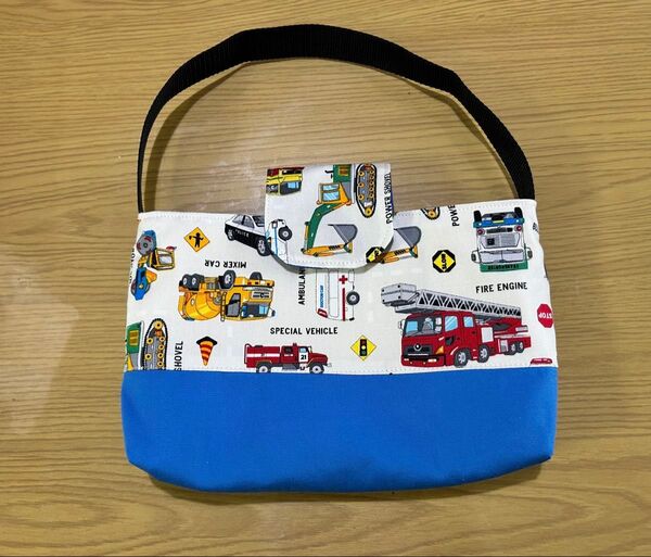 所沢文化幼稚園(上履き袋単品)はたらくくるまオフホワイト
