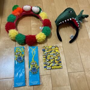 ユニバーサルスタジオ USJ ジェラシックパーク 恐竜カチューシャ ニンテンドー カチューシャ ミニオン チャーム2コ、メモ帳