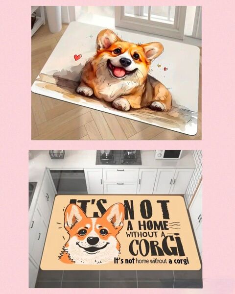 コーギー 犬用品 犬雑貨 インテリア ラグ カーペット マット キッチンマット フロアーマット 可愛い プレゼント