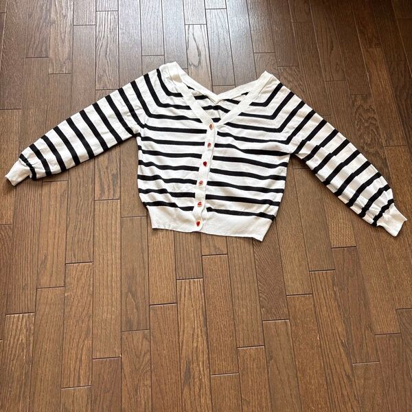 ボーダー柄ショート丈カーディガン