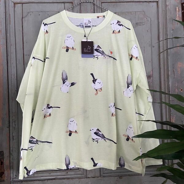 新入荷!2番 ロングスリーブ 長袖 シマエナガ 鳥 ゴースローキャラバン カットソー 鳥 しまえなが