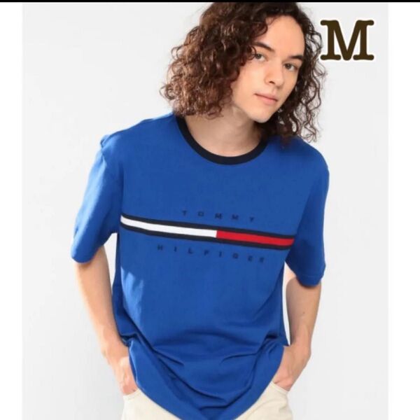 TOMMY HILFIGER トミーヒルフィガー ロゴTシャツ TINO TEE ブルー M メンズ レディース