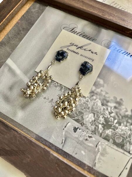 デニム封入 つぶつぶ シルバー ピアスorイヤリング