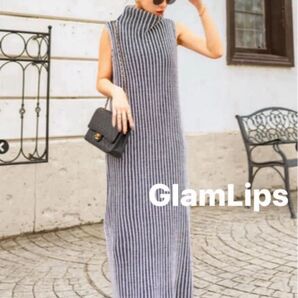 GlamLips (グラムリップス)★MIXリブタートルワンピース◆襟デザイン小顔効果◎【未使用】【極美品】◆【即日発送】