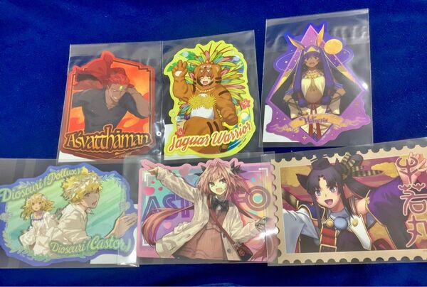 FGO トラベルステッカー 6枚セット アシュヴァッターマン アストルフォ ディオスクロイ 牛若丸 ニトクリス ジャガーマン