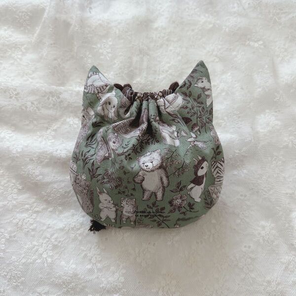 ねこみみ巾着(冬支度)
