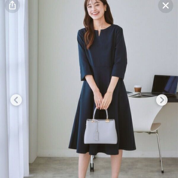 7days Life Styling ゴールドパーツ使いウエスト切替フレアワンピース