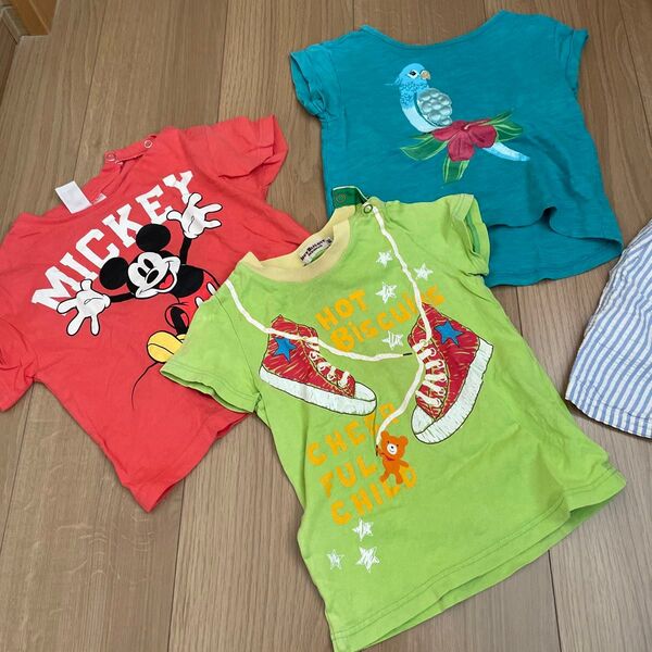 子供服 Tシャツ 3枚セット H&Mミッキー、ミキハウスホットビスケッツ、gap鳥