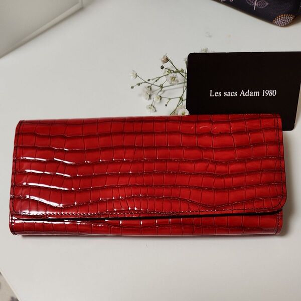 新品未使用ルサックアダム赤長財布 レザー