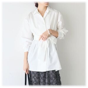 新品 レイヤード風ブラウスライトジャケット/ホワイト frene