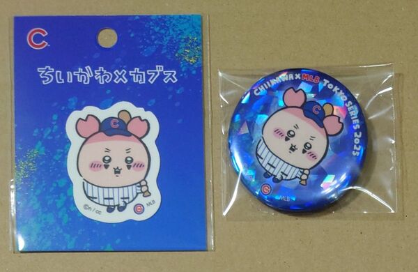 古本屋 ダイカットステッカー&ホログラムカンバッジ★ちいかわ MLB TOKYO SERIES 2025 ドジャース
