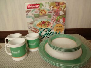 [ Coleman Coleman] strengthen glass table wear set * unused * records out of production model!!*