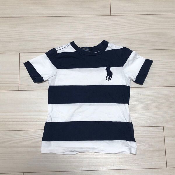 ポロ ラルフローレン 半袖 Tシャツ 110 ボーダー 白 ネイビー