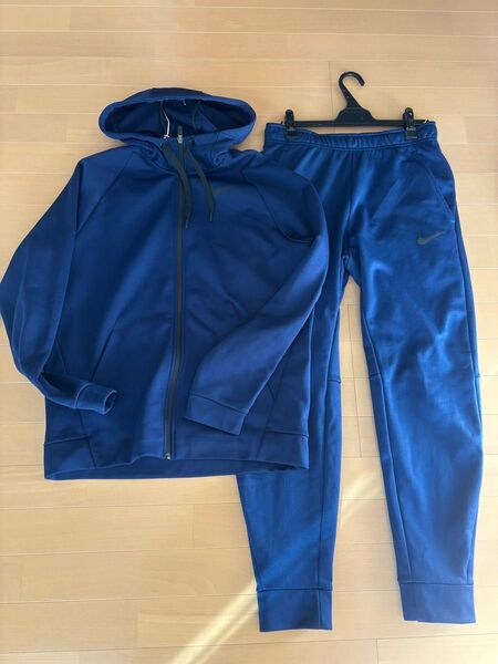 NIKE ナイキ メンズ サーマ フルジップパーカー テーパード パンツ 上下セット セットアップ ネイビー Lサイズ