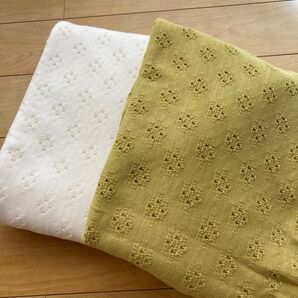 モチーフ編みジャガードレース天竺ニット生地 (可愛い四角)2枚セット