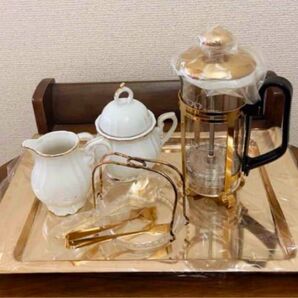 ティーセット 6点セット ゴールド×ホワイト 未使用品。