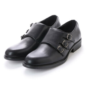 16124 アウトレット ビジネスシューズ 24.5cm ブラック モンクストラップ メンズ 紳士靴