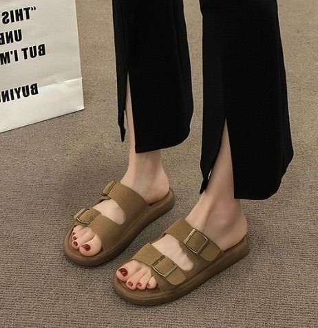 【値下げ】サンダル レディース ブラウン 23.5㎝ シンプル ベルト フラット