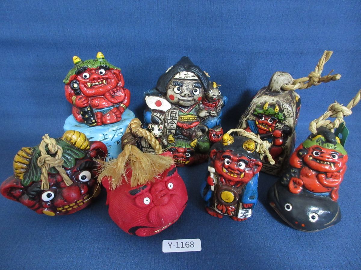 豊泉堂　鬼鈴　赤鬼　青鬼　だるま鈴　4点セット　郷土玩具　山響屋　無印良品　福缶 豊泉堂 鬼鈴 赤鬼 青鬼 だるま鈴 4点セット 郷土玩具 山響