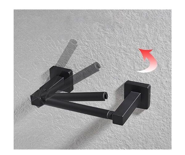 トイレットペーパーホルダー 壁掛けタオル掛け 紙巻器 タオル リング 黒 ブラック
