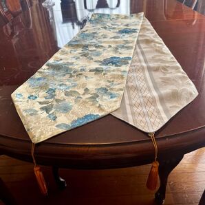 テーブルランナー センタークロス リバーシブル ハンドメイド タッセル付き
