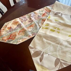 テーブルランナー センタークロス リバーシブル ハンドメイド タッセル付