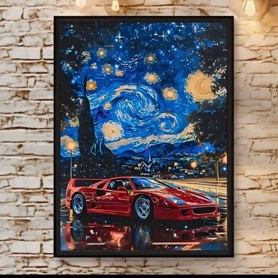 モネ風アートポスター キャンバスポスター 30×40cm フェラーリF40