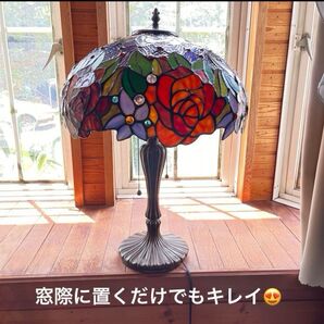 特大 新品 ステンドランプ 照明 花柄 レトロ 薔薇 バラ園 気分爽快 お金持ち スタンド 卓上 ライト ティファニー技法