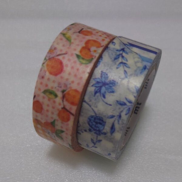 Flower dark blue & orange 廃盤 mt マスキングテープ 中古 2巻 まとめ売り セット!カモ井製造
