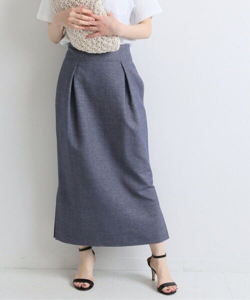 ☆ 美品 IENA / イエナ ライトツイードタックスカート 36 ネイビー ☆