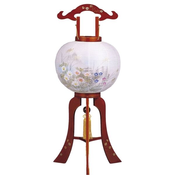 ★盆提灯 初盆飾り 伝統型 「美濃紅溜 高蒔絵 11号 高さ83cm 外絹二重張(6664)」2点セット 定価合計104,500円