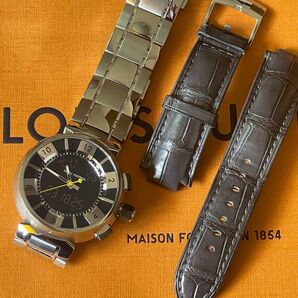 【個人出品】ルイヴィトン タンブールインブラック正規品 純正メタルベルト 純正革ベルト付